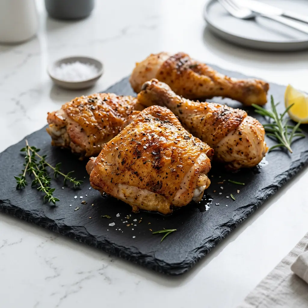 Foto av Fryst kyckling i airfryer med färdiglagad fågel från airfryer