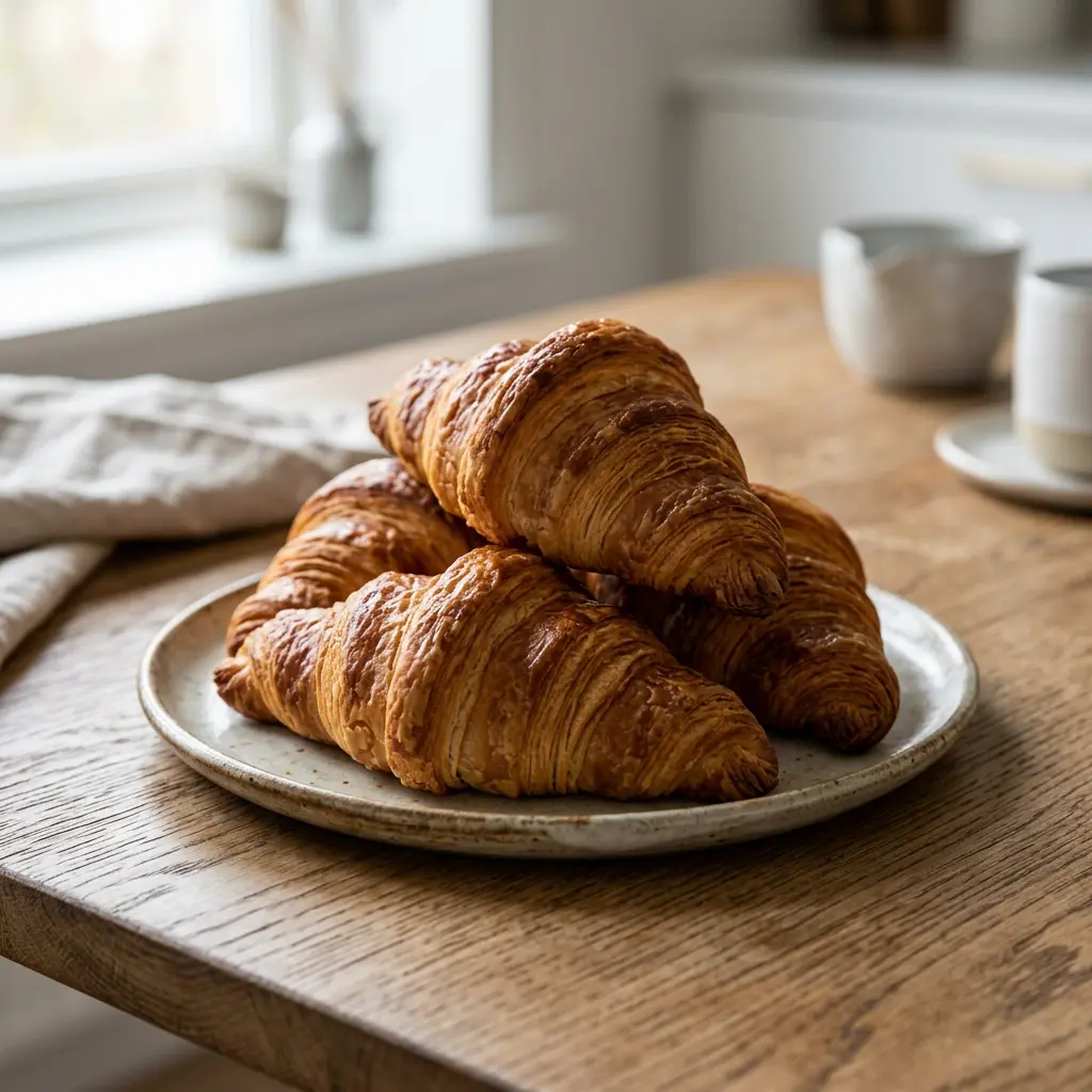 Foto av Frysta croissanter i airfryer som färdigt bröd eller bakverk från airfryer