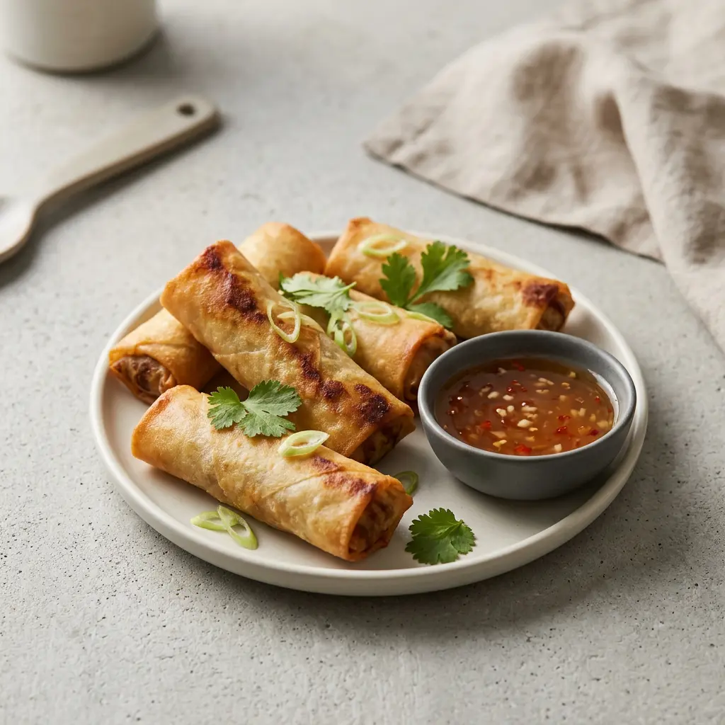 Foto av det färdiga receptet Frysta vårrullar i airfryer