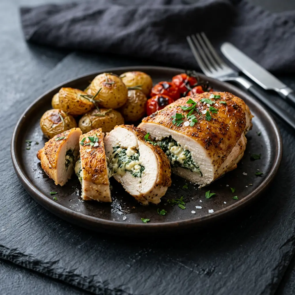 Foto av Fyllt kycklingbröst i airfryer med färdiglagad fågel från airfryer