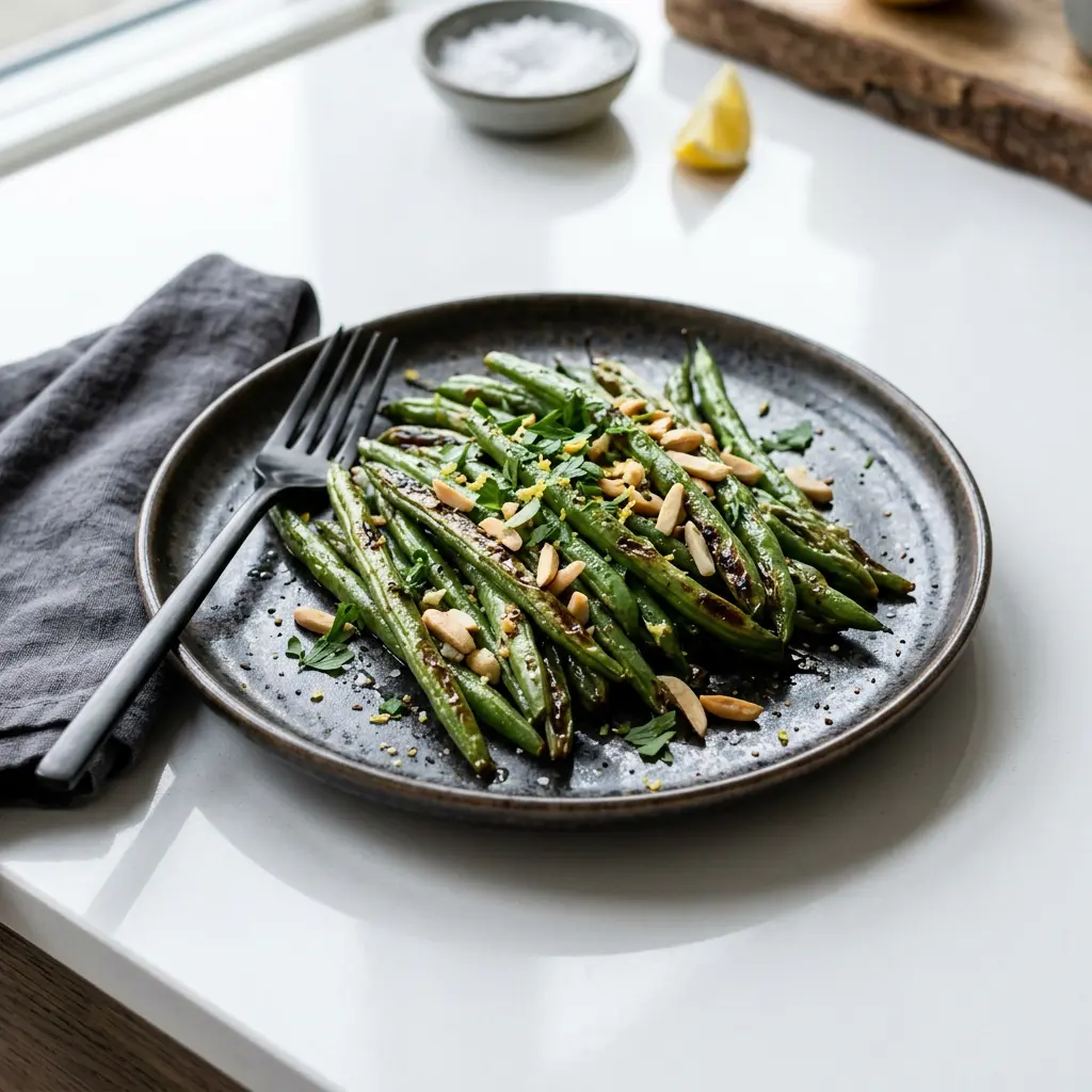 Foto av det färdiga receptet Gröna bönor i airfryer