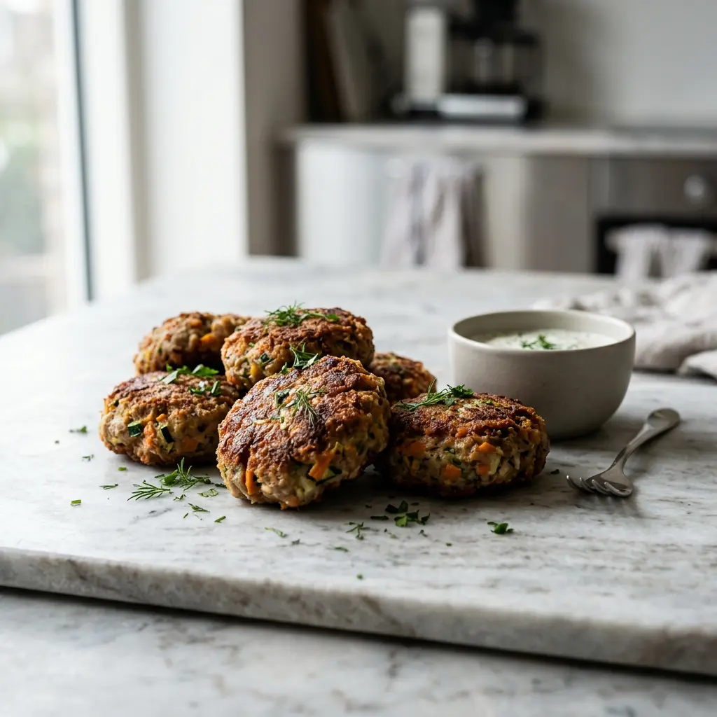 Foto av Grönsaksbiffar i airfryer med färdiglagat kött från airfryer