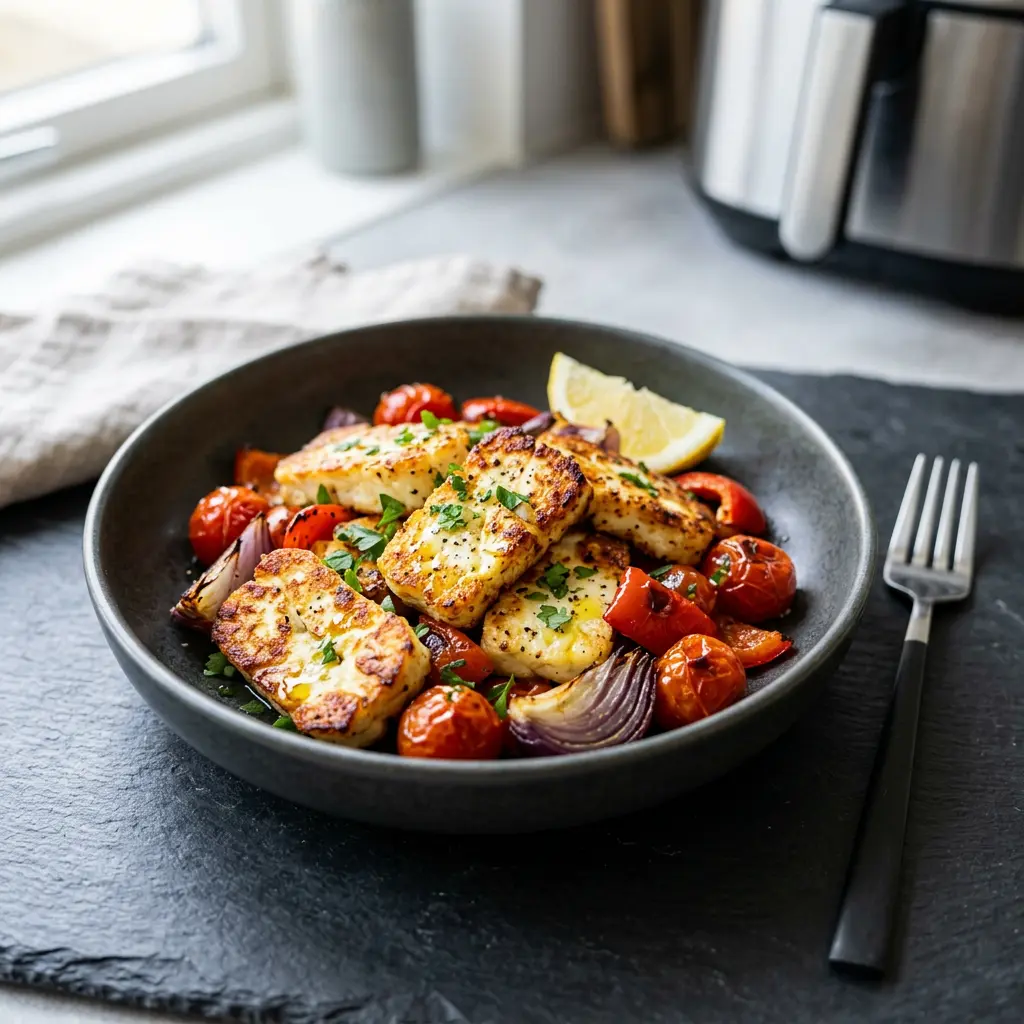 Foto av det färdiga receptet Halloumi i airfryer