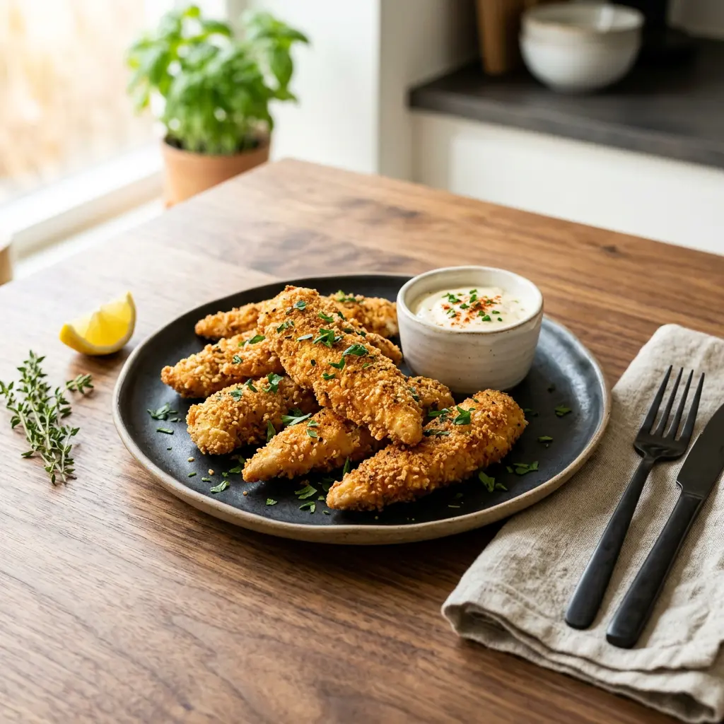 Foto av Innerfilé av kyckling i airfryer med färdiglagad fågel från airfryer