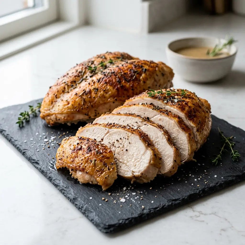 Foto av Kalkonbröst i airfryer med färdiglagad fågel från airfryer
