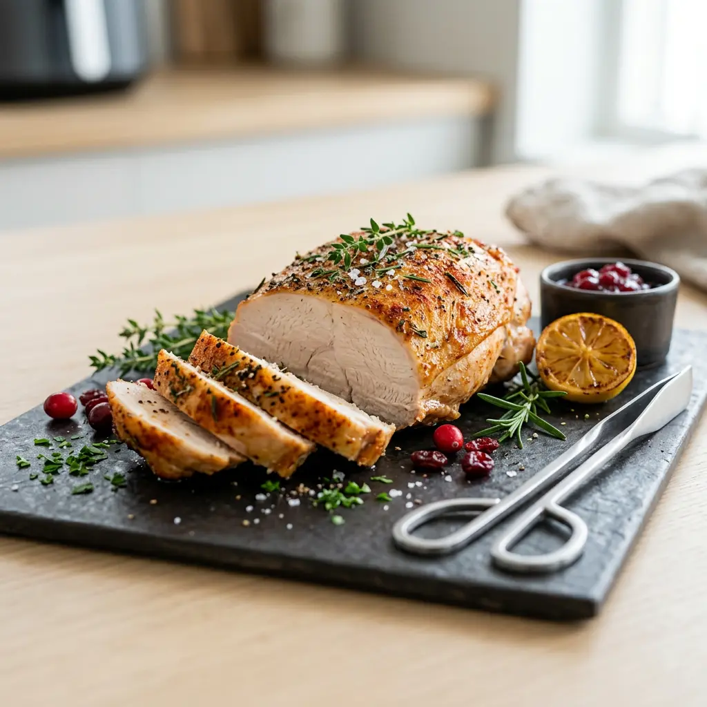 Foto av Kalkonfilé i airfryer med färdiglagad fågel från airfryer