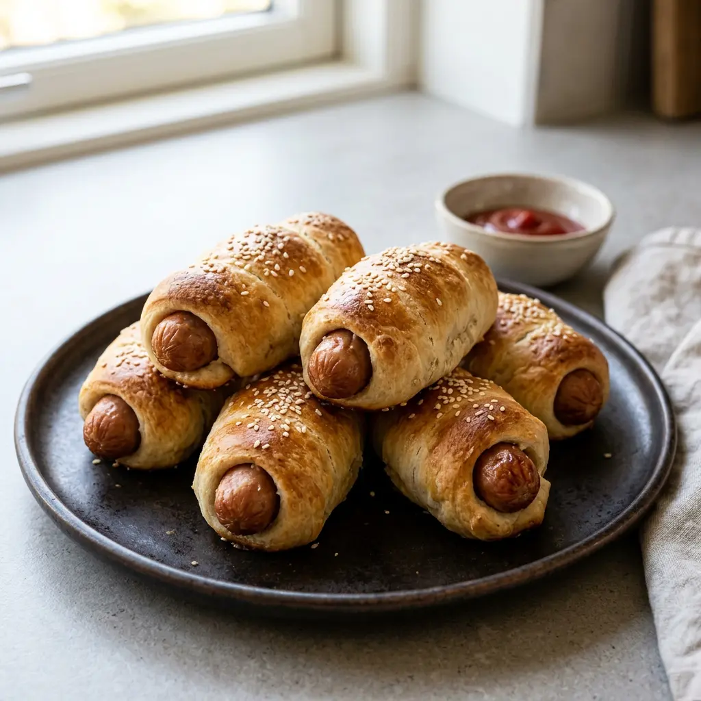 Foto av Korvgömmor i airfryer med färdiglagat kött från airfryer