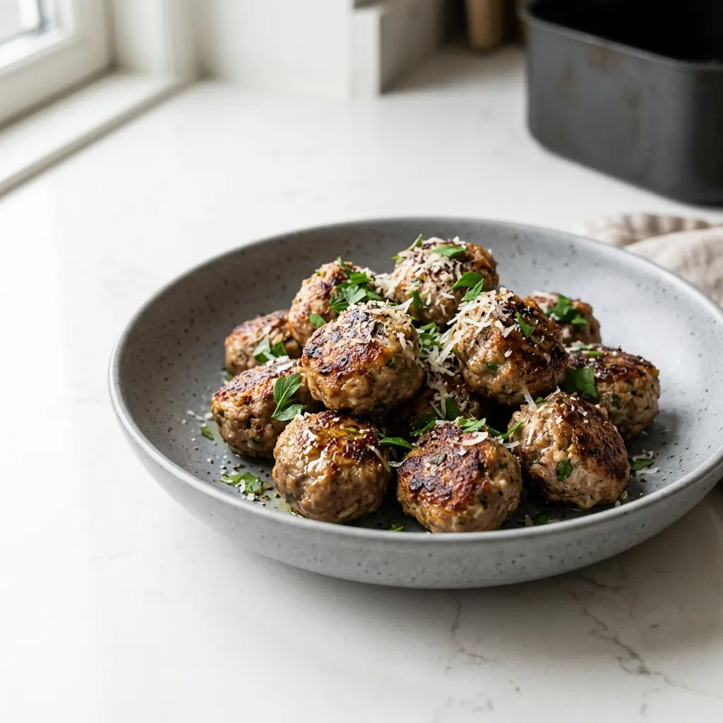 Foto av Köttbullar i airfryer som färdigt bröd eller bakverk från airfryer