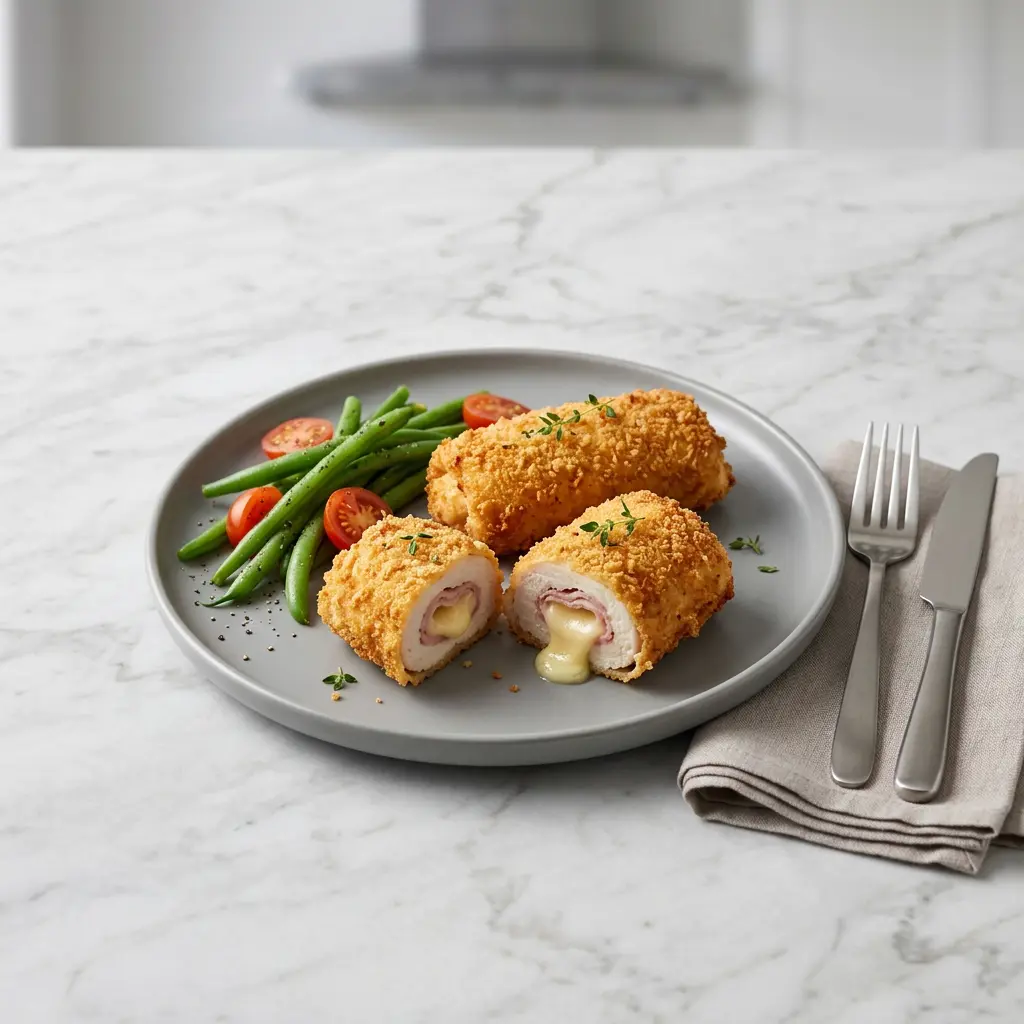 Foto av Kyckling cordon bleu i airfryer med färdiglagad fågel från airfryer
