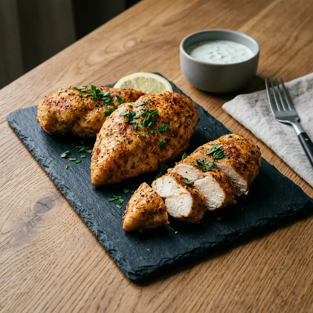 Foto av Kycklingfilé i airfryer med färdiglagad fågel från airfryer