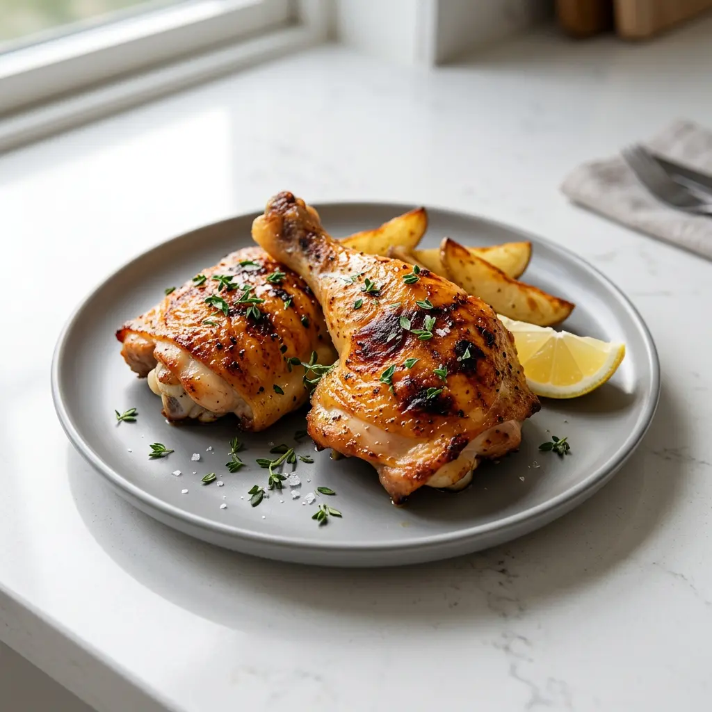 Foto av Kycklinglår i airfryer med färdiglagad fågel från airfryer