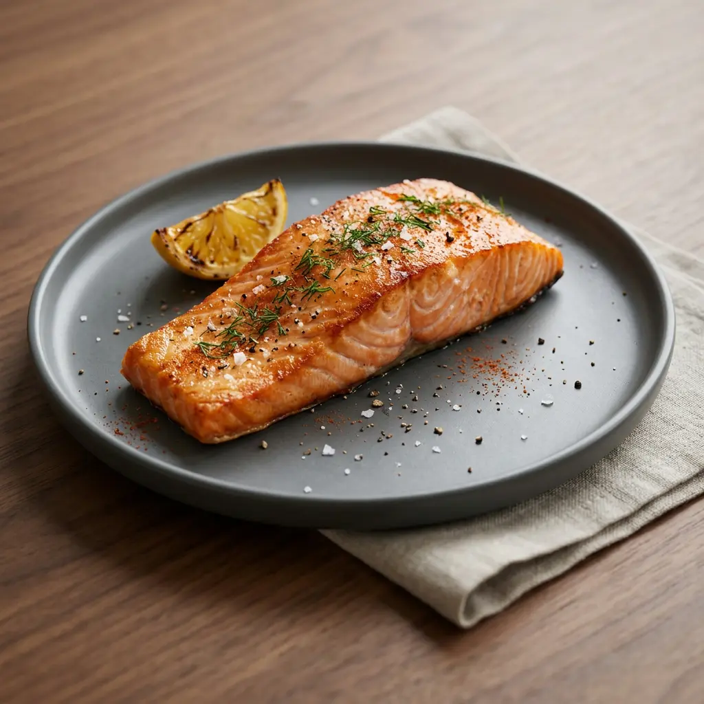 Foto av Laxfilé i airfryer med färdiglagad fisk eller skaldjur