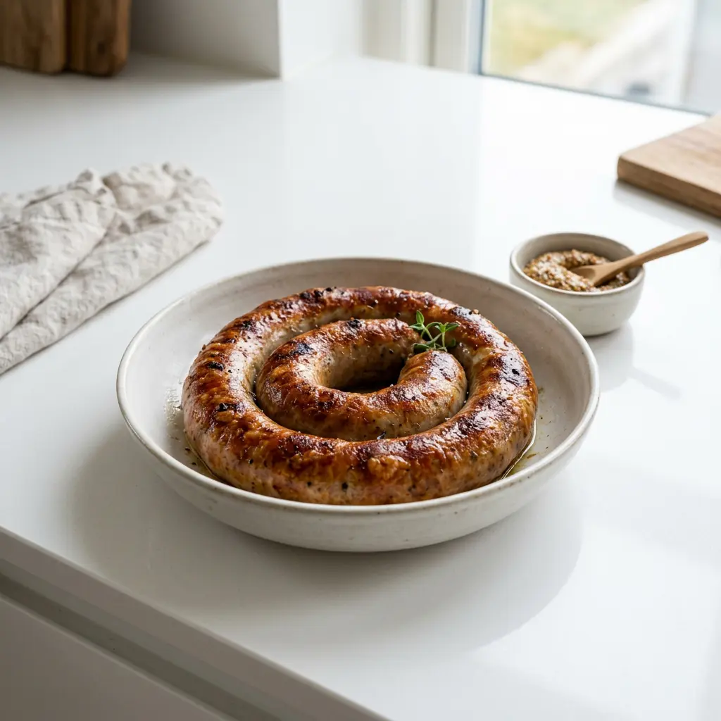 Foto av Medisterkorv i airfryer med färdiglagat kött från airfryer