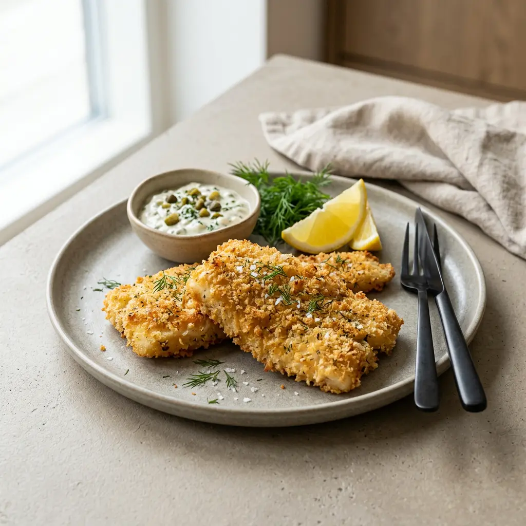 Foto av Panerad fisk i airfryer med färdiglagad fisk eller skaldjur