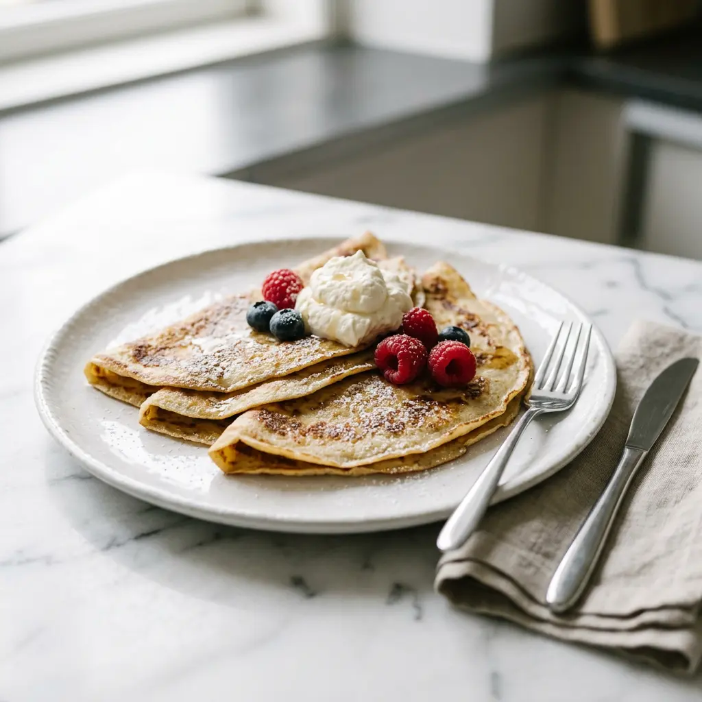 Foto av Pannkakor i airfryer som färdig dessert eller bakverk från airfryer