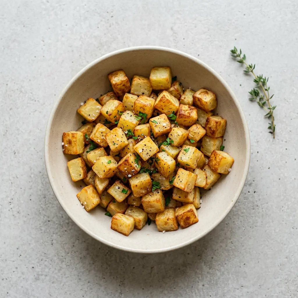 Foto av Potatistärningar i airfryer med krispigt resultat från airfryer
