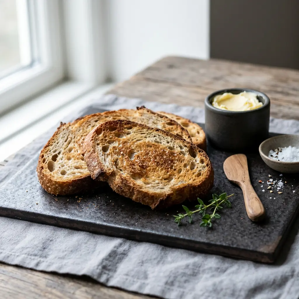 Foto av Rostat bröd i airfryer som färdigt bröd eller bakverk från airfryer
