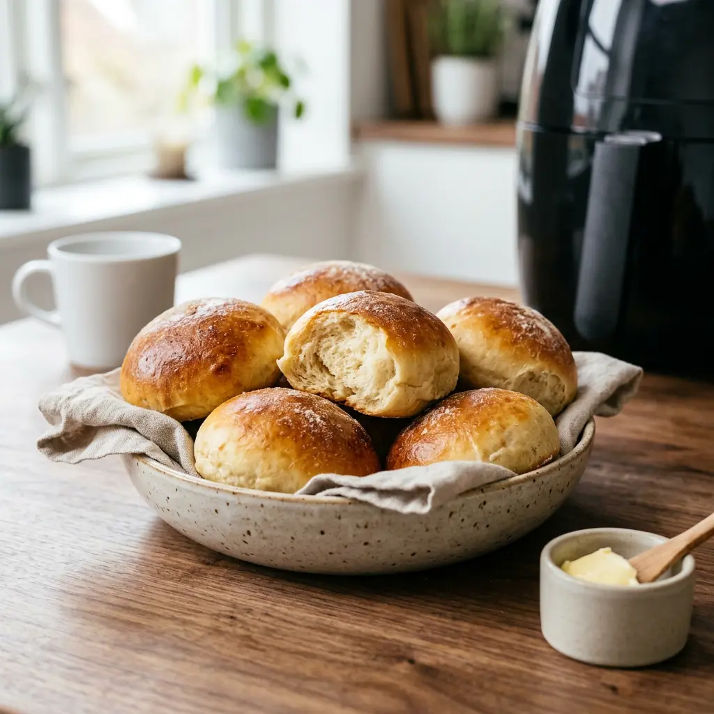 Foto av Småfrallor i airfryer som färdigt bröd eller bakverk från airfryer