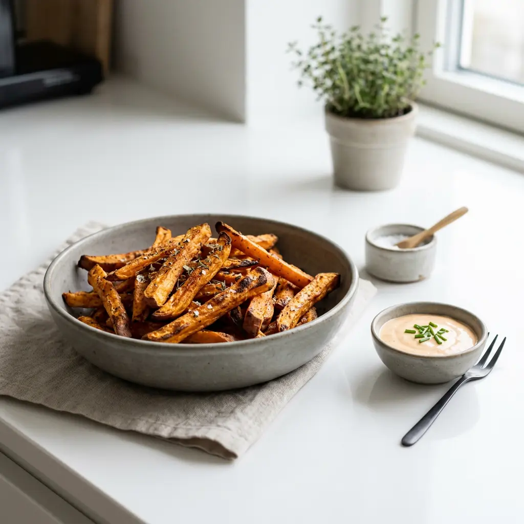 Foto av Sötpotatispommes i airfryer med krispigt resultat från airfryer