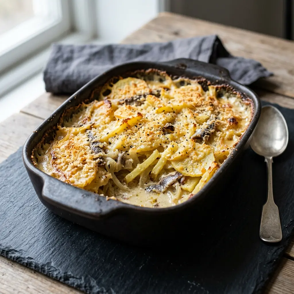 Foto av Janssons frestelse redo att serveras