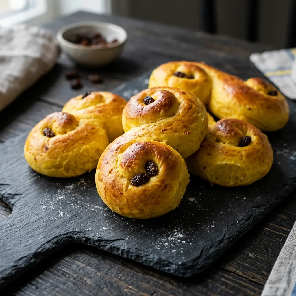 Foto av Lussekatter redo att serveras