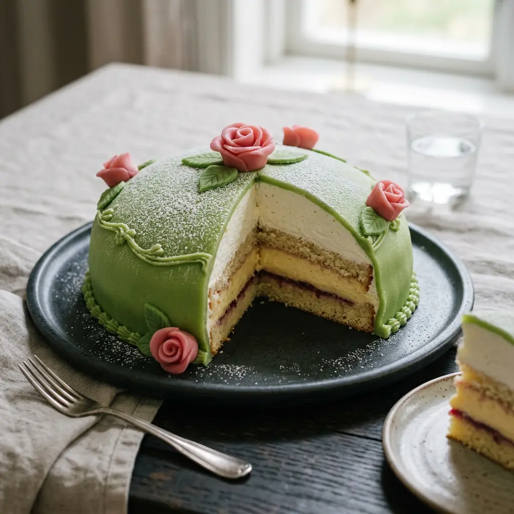 Foto av Prinsesstårta redo att serveras