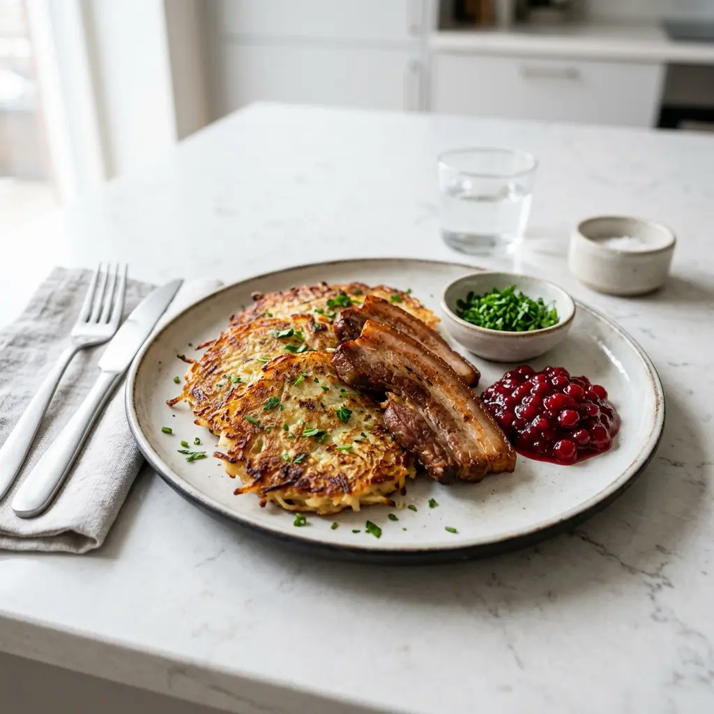 Foto av Raggmunk med fläsk redo att serveras